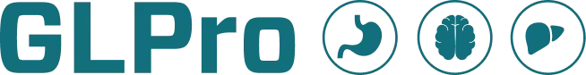 The GLPro wordmark in teal with three small round icons